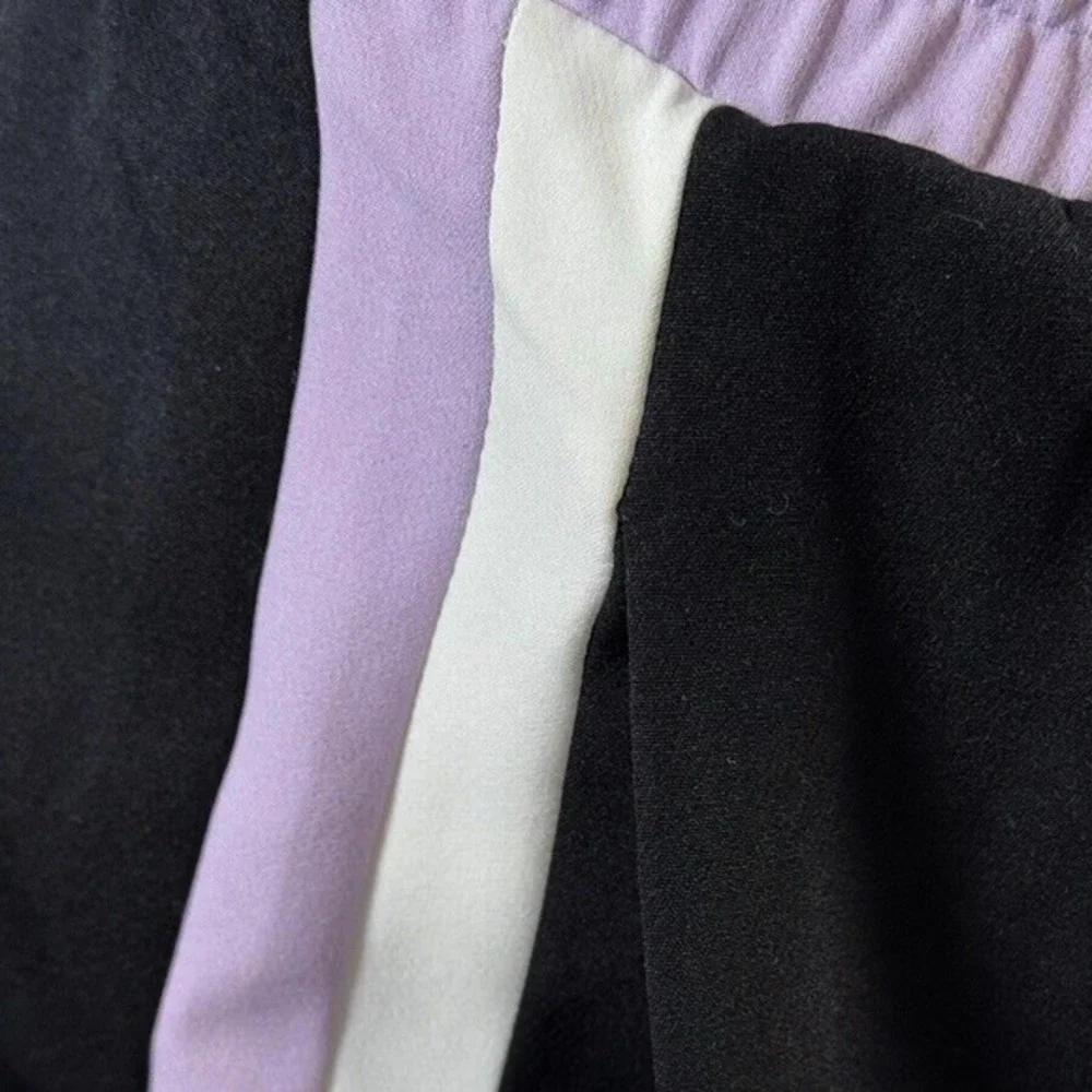 Zara Black Lilac Purple Side Stripe Jogger Pants Elastic Waist XL Preppy 74-01 - Picture 9 of 11